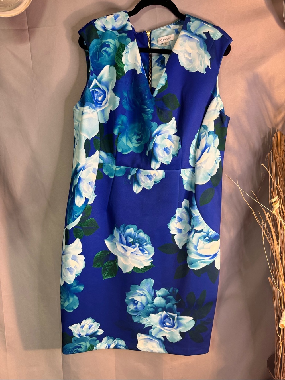 Calvin Klein Royal Blue Floral Sheath Dress